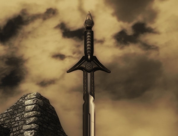 Мод для Skyrim — Золотой Эбонитовый меч