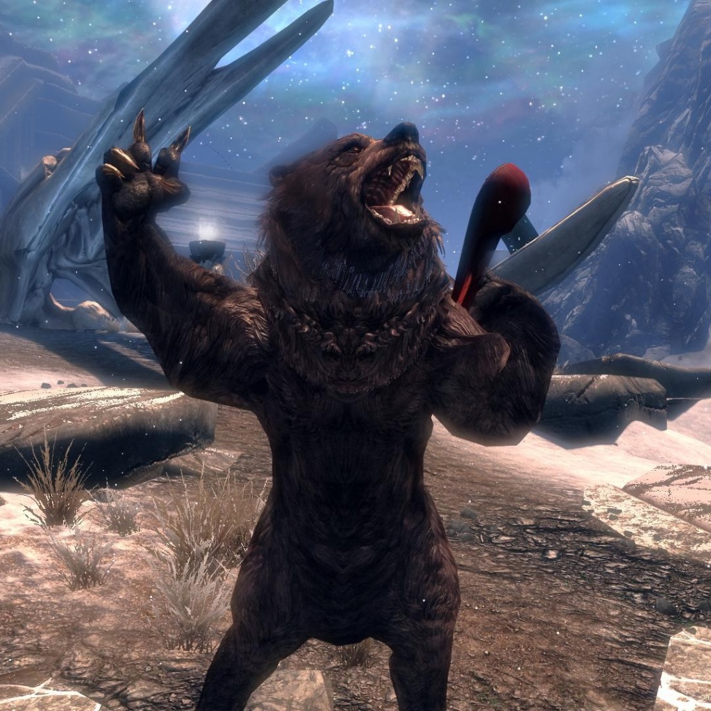 Skyrim — Медведь играющий на лютне и танцующие варажеи.